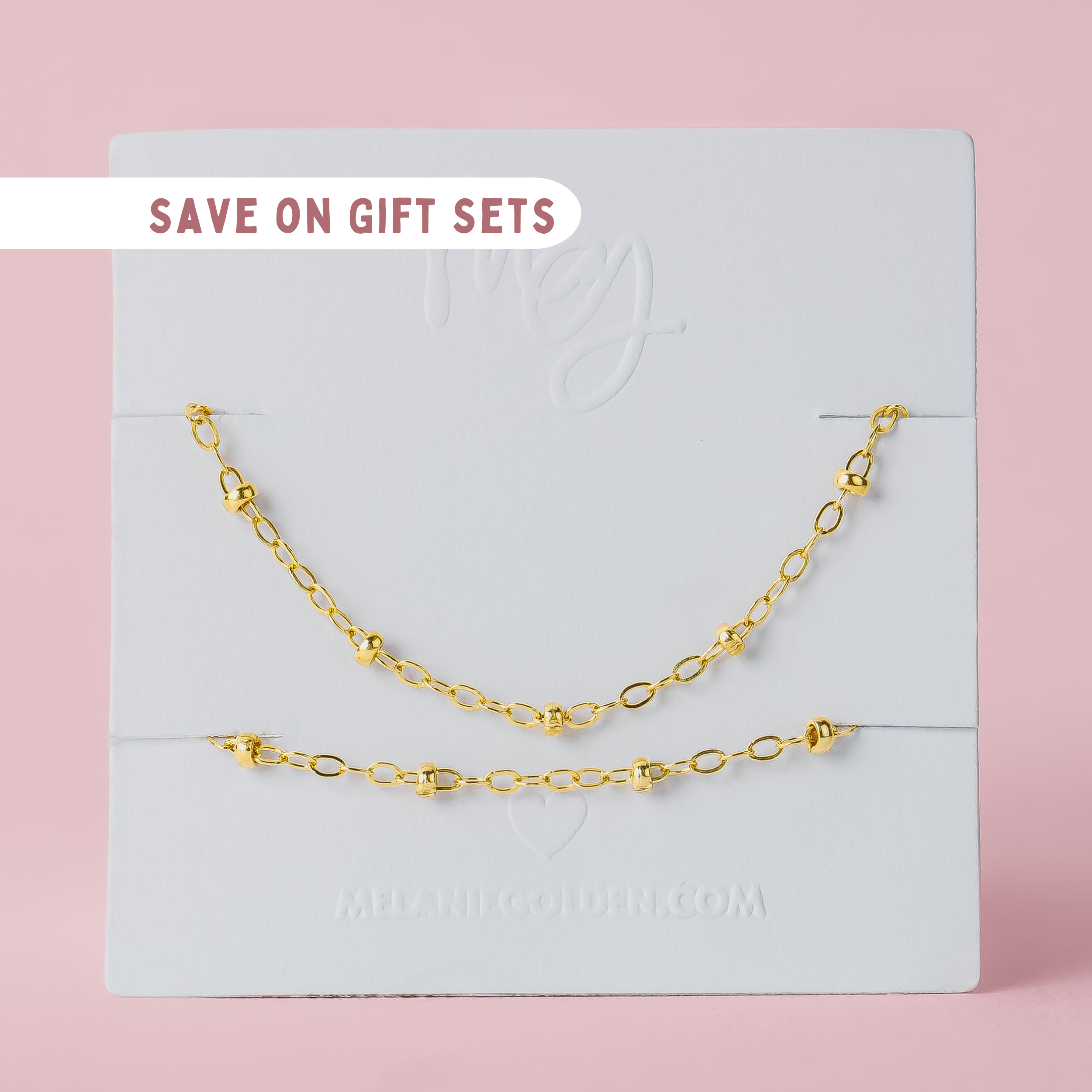 Satellite Chain Gift Set | Gold or Silver Necklace & Bracelet Bundle | Layering Dainty Simple Gold Necklace - Dot Necklace - Gift For Her