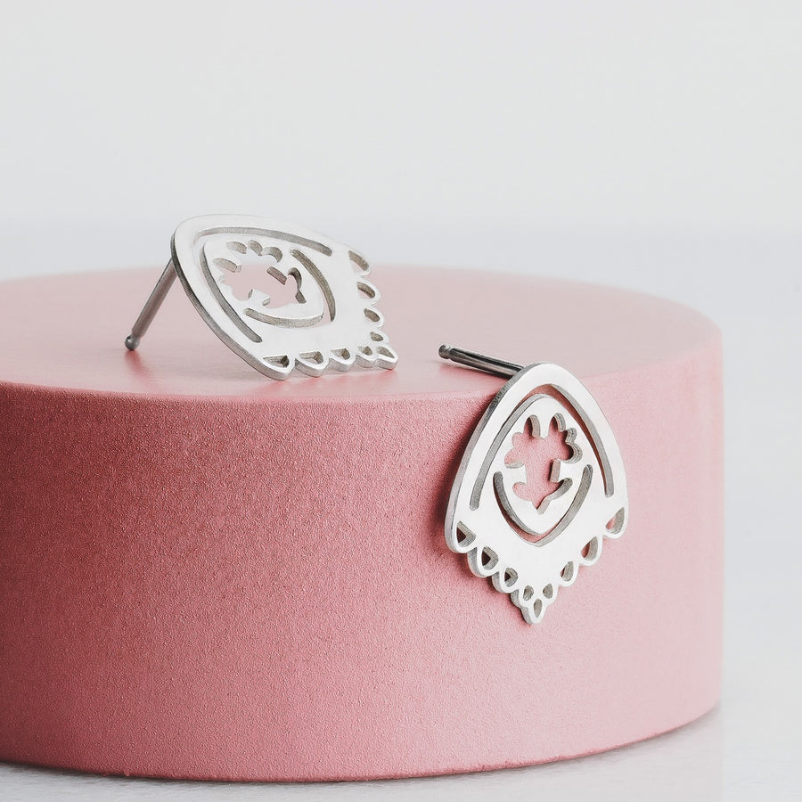 Flora Stud Earrings | Sterling Silver Flower Lace Post Earrings | Small Feminine Dainty & Elegant | Minimalist Bohemian Boho Chic Look