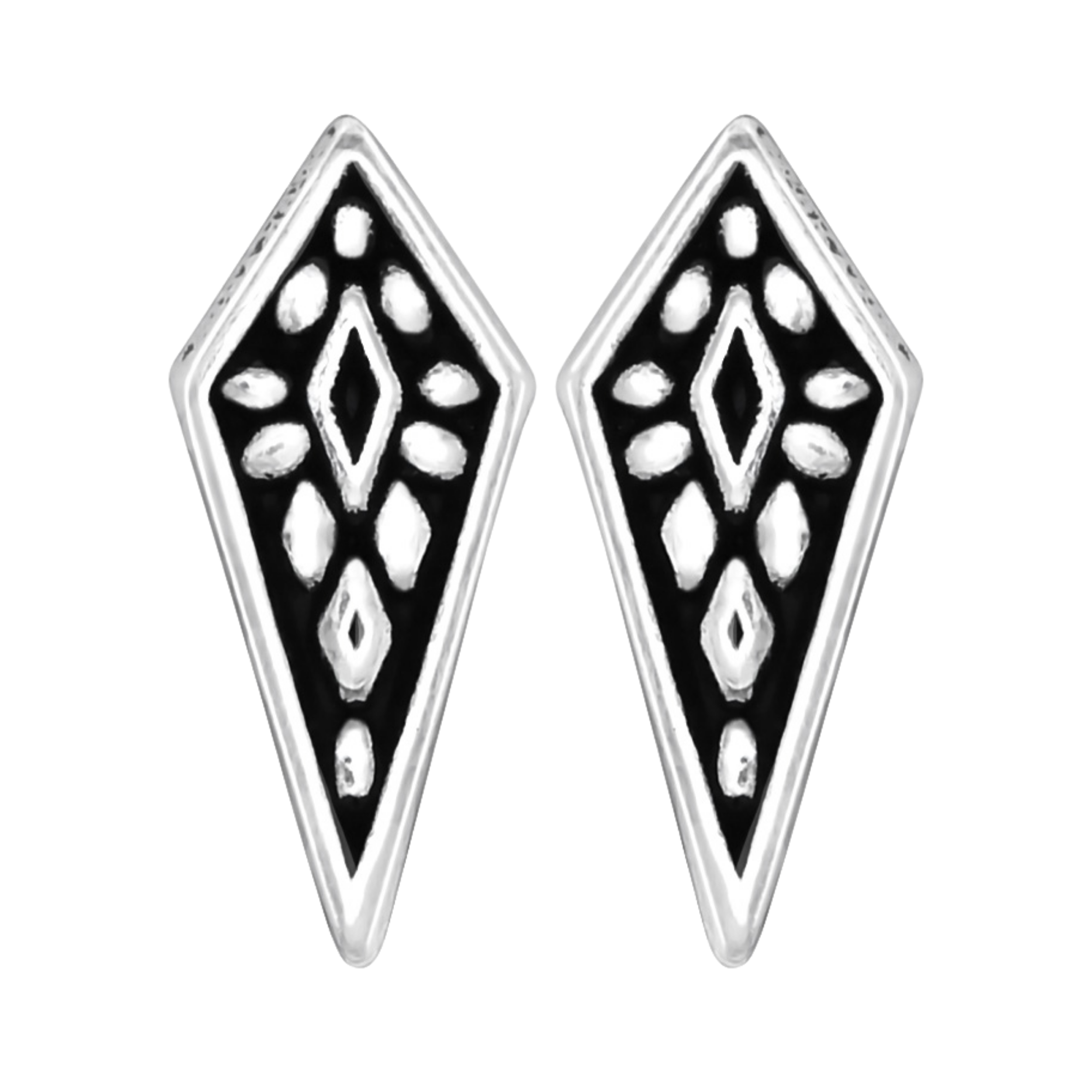 Beaded Diamond Stud Earrings | Tiny Sterling Silver Dotted Geometric Shape Post Earrings | Minimalist Boho Bohemian Jewelry For Women