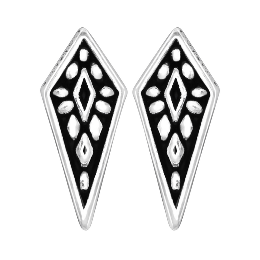 Beaded Diamond Stud Earrings | Tiny Sterling Silver Dotted Geometric Shape Post Earrings | Minimalist Boho Bohemian Jewelry For Women