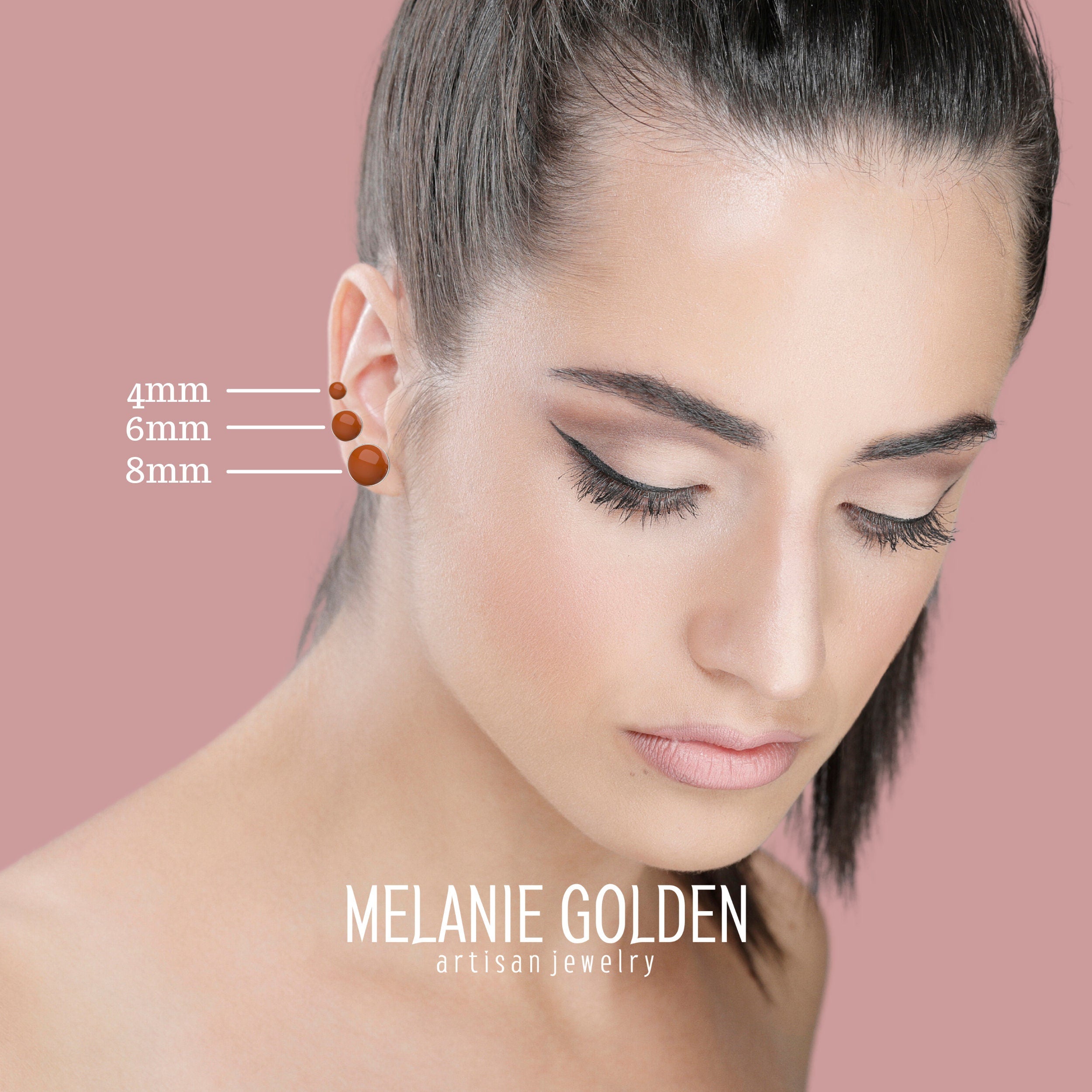 Orange Carnelian Gemstone Stud Earrings - Melanie Golden Jewelry - Earrings, halloween, stud, stud earrings