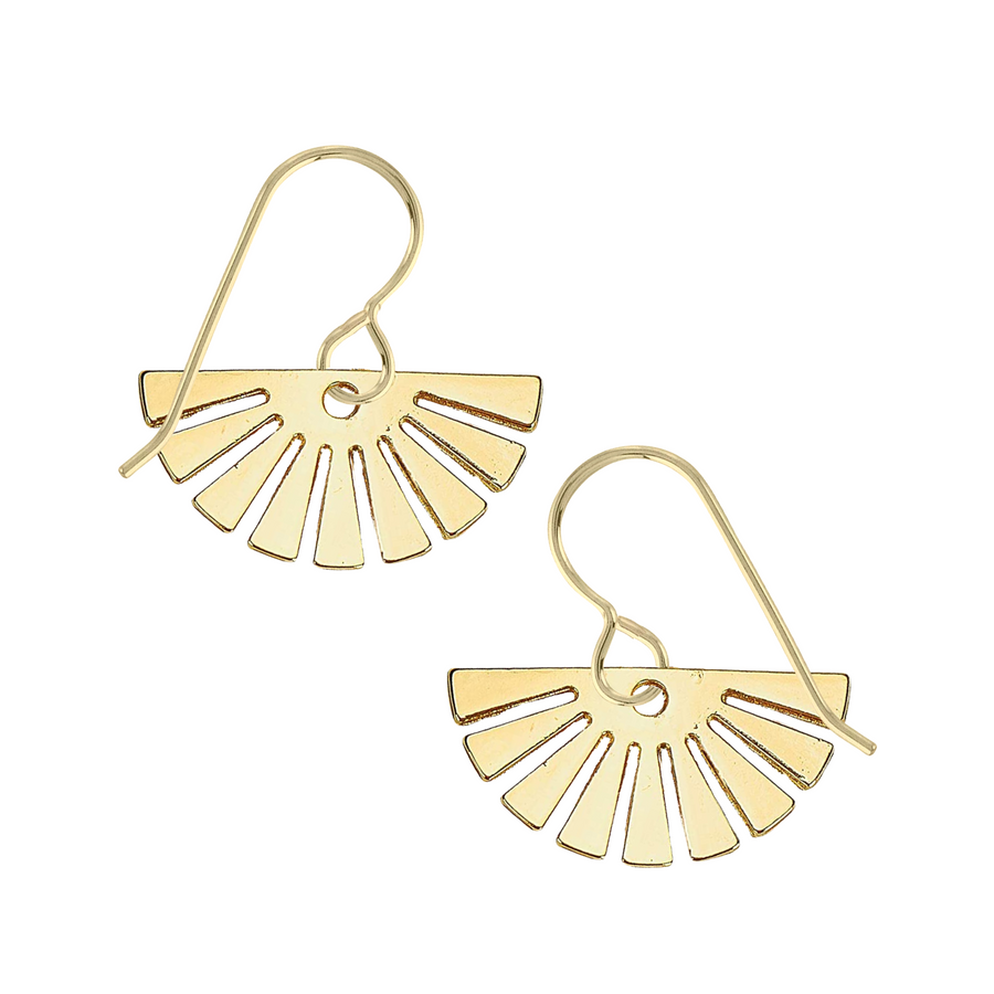 Gold Fan Earrings - Melanie Golden Jewelry - dangle earrings, earrings