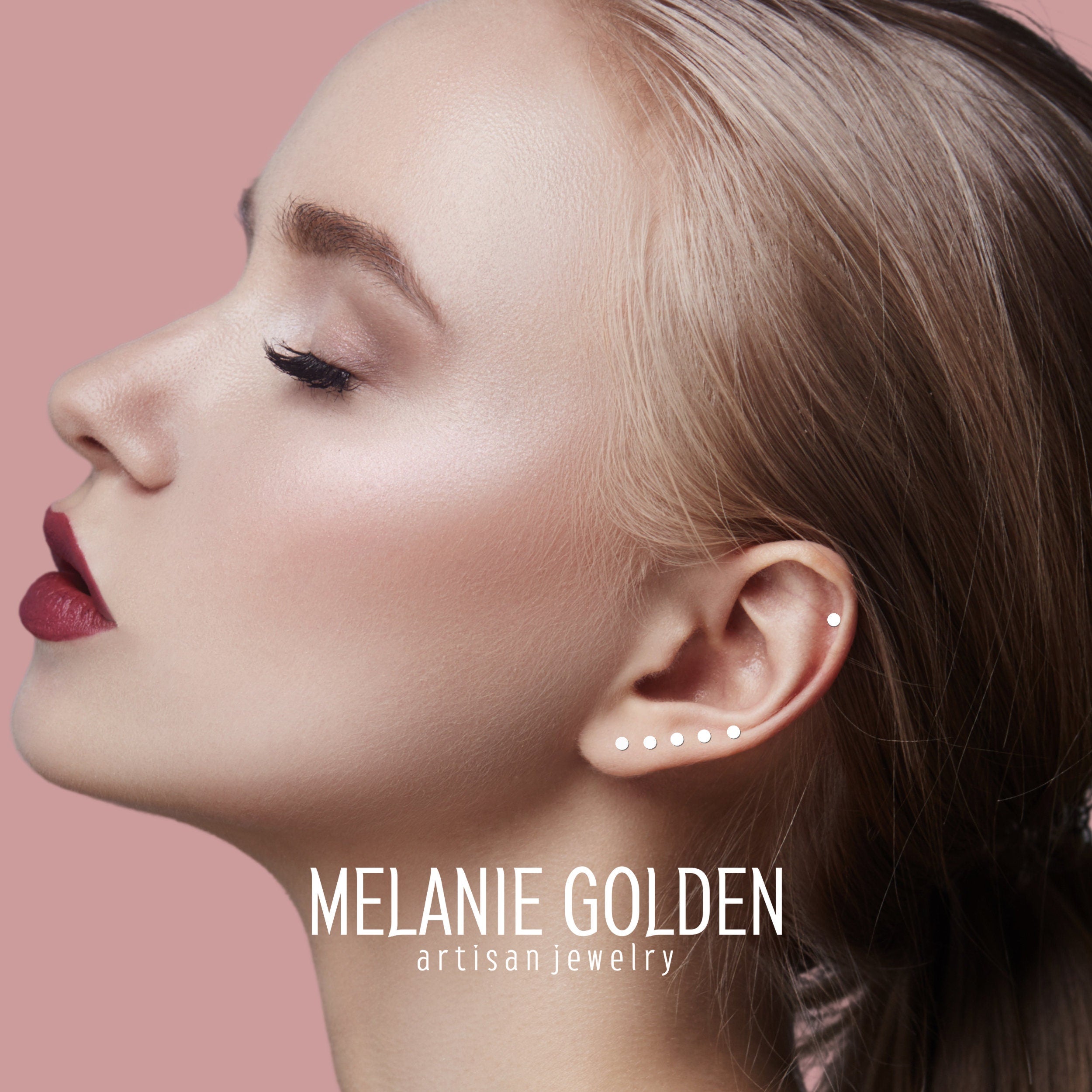 MELANIE GOLDEN JEWELRY Tiny Round Dot Disc Stud Earrings in 925 Sterling Silver, Gold Vermeil, or Rose Gold Vermeil | Dainty Minimalist Earrings for Women