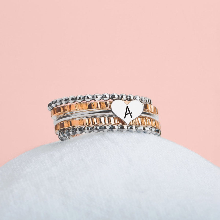 Elle Heart Stacking Ring Set of 5