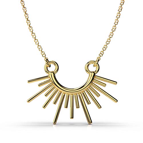 Sun Burst Necklace in Solid 14K Gold or Sterling Silver - Melanie Golden Jewelry Designer Series