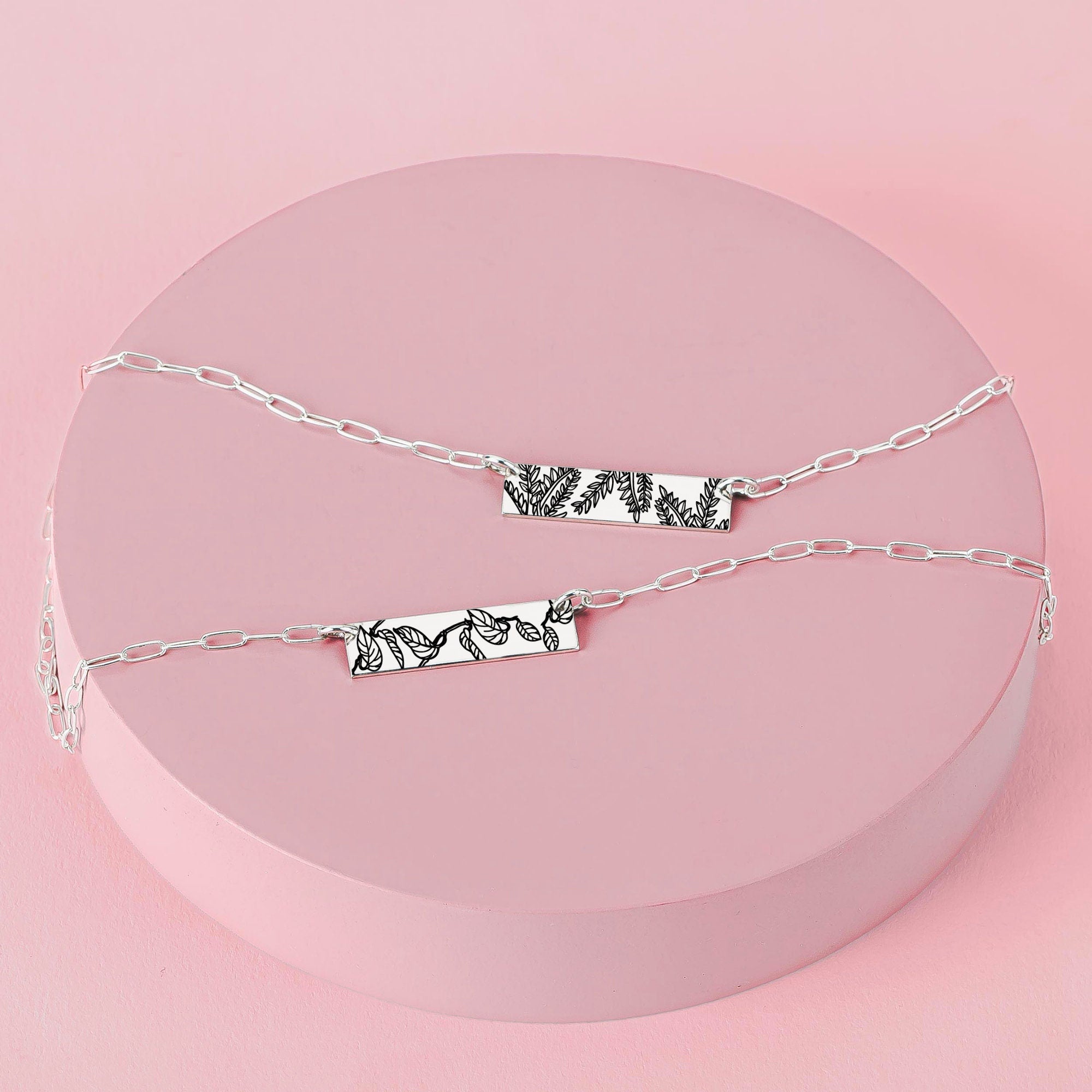 Plant Mama Bar Necklace | Trending Popular Houseplants Engraved Skinny Bar Pendant | Silver Gold or Rose Gold | Foliage Floral Gift for Her
