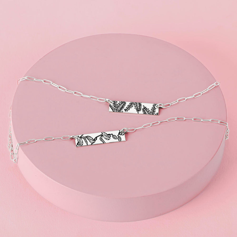 Plant Mama Bar Necklace | Trending Popular Houseplants Engraved Skinny Bar Pendant | Silver Gold or Rose Gold | Foliage Floral Gift for Her