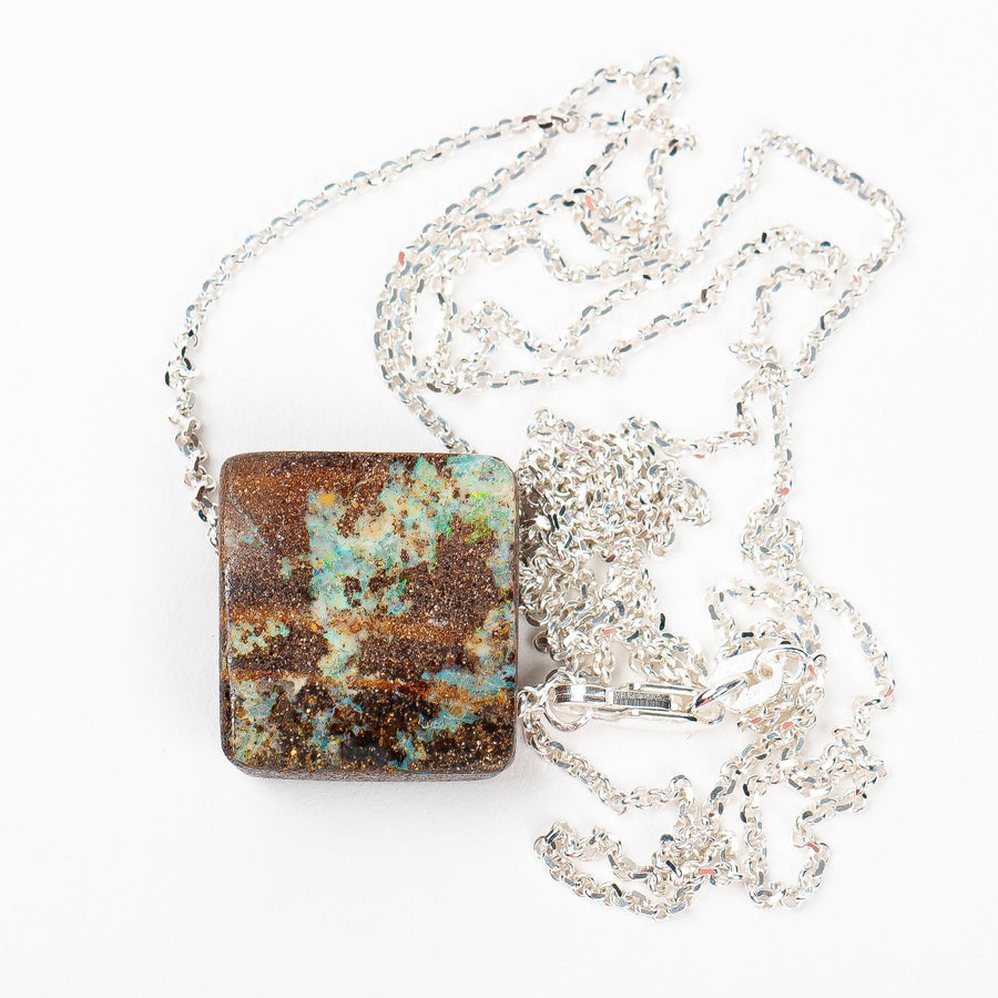 Green Boulder Opal Necklace