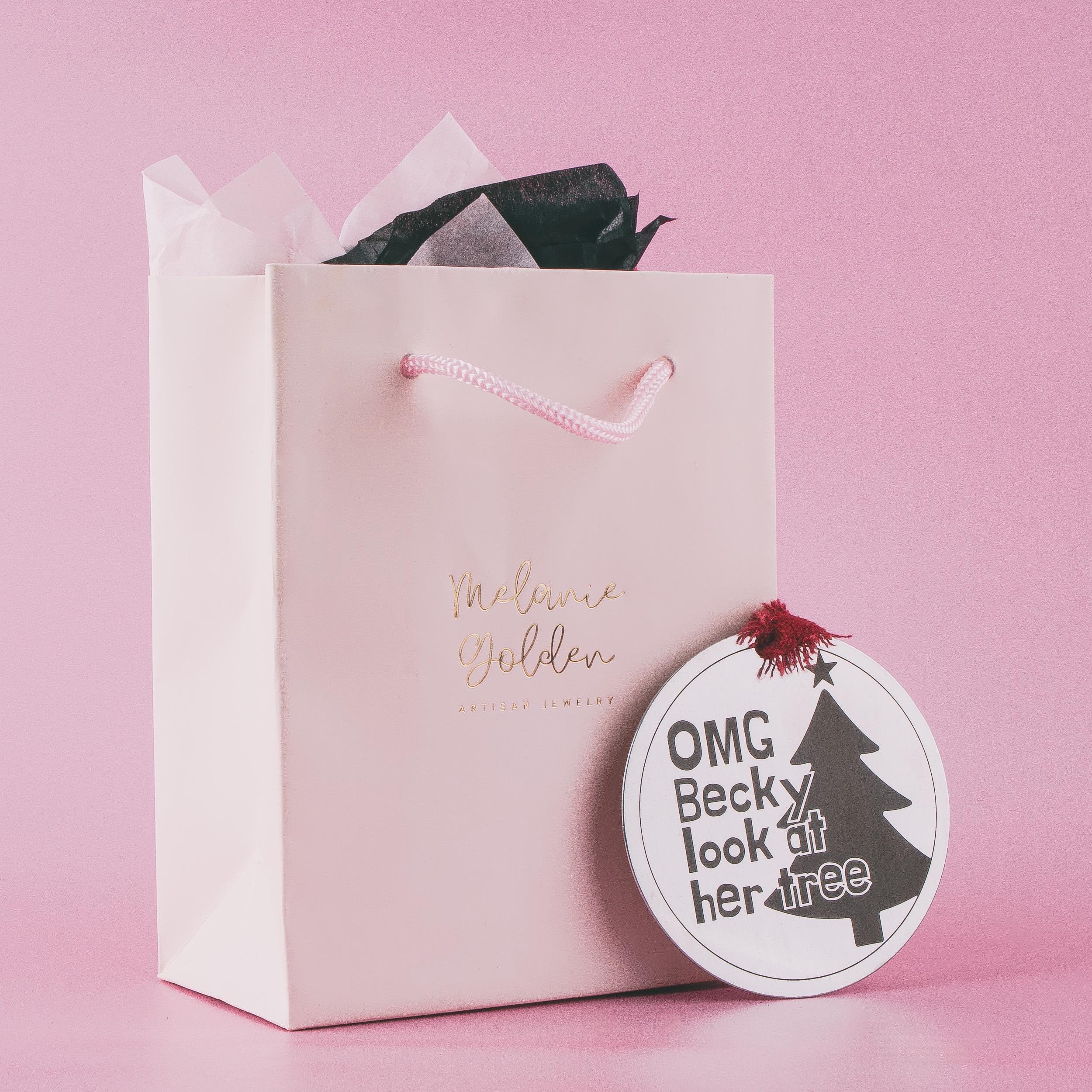 Funny Christmas Ornament | OMG Becky Look At Her Tree Holiday Decoration | Modern Humor Joke Brushed Stainless Steel Holiday Bauble