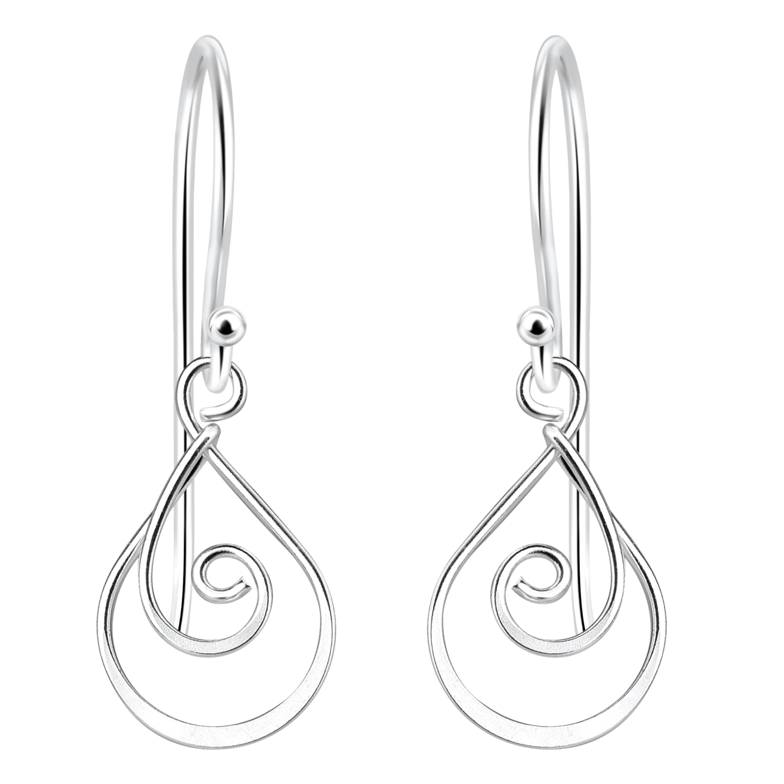 Spiral Earrings | Sterling Silver Hammered Wire Swirly Dangle Earrings