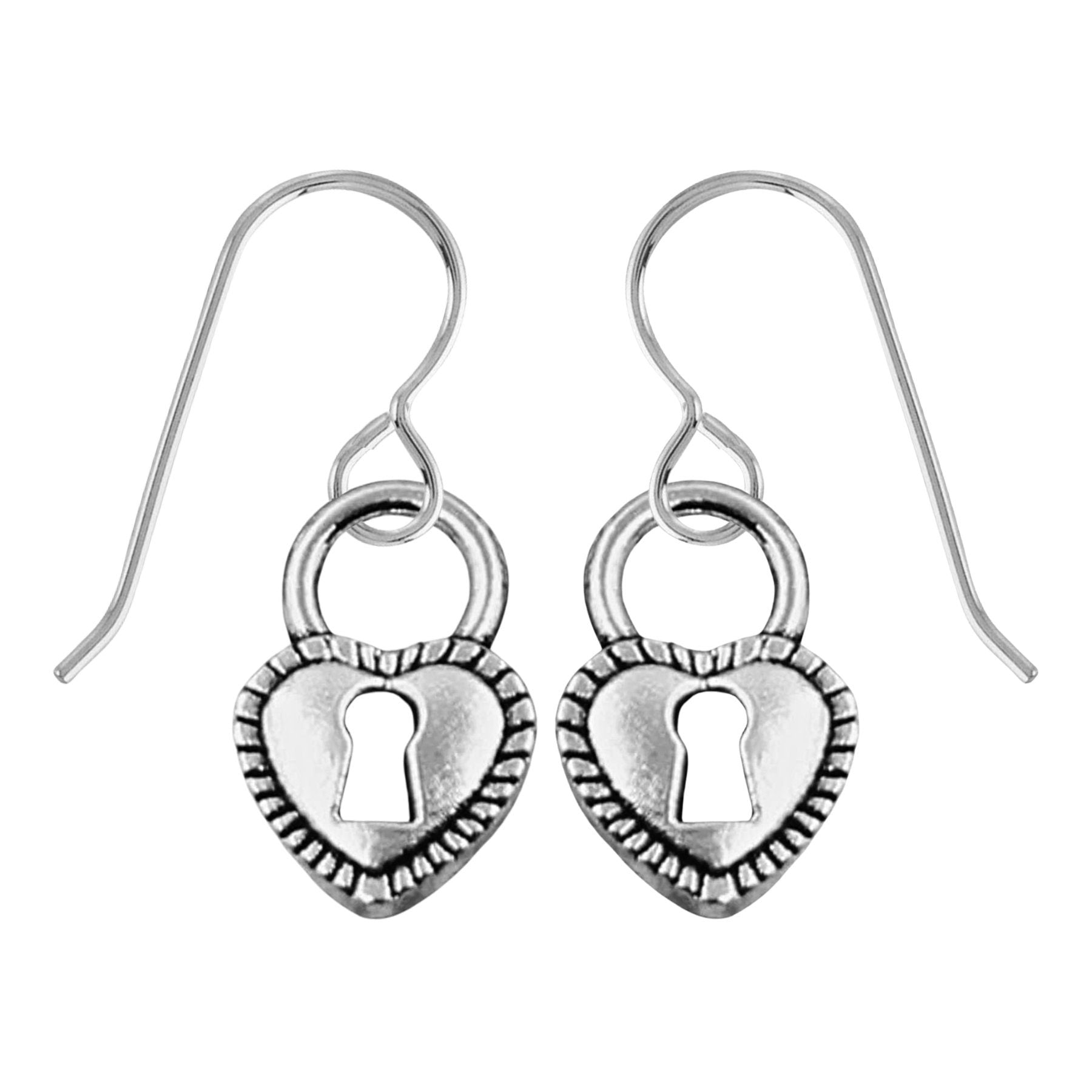 Heart Dangle Drop Earrings For Women And Girls | Valentines & Love Jewelry | Multiple Styles Available (Key Hole Locket Heart Earrings)