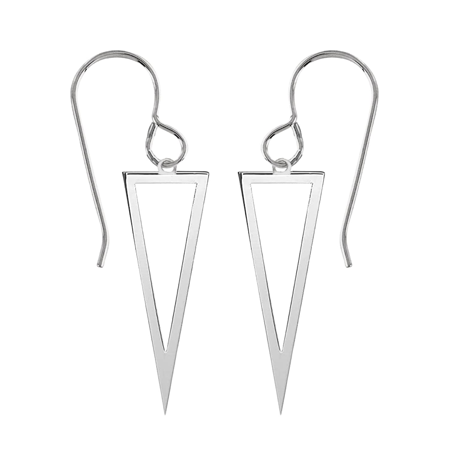 Triangle Dangle Earrings | Large Sterling Silver Geometric Arrow Point Drop Earrings for Women and Girls