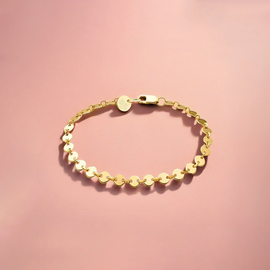 Sequin Chain Bracelet | Dainty Delicate Sterling Silver Minimalist Circle Disc Bracelet | Perfect for Layering | Simple Everyday Jewelry