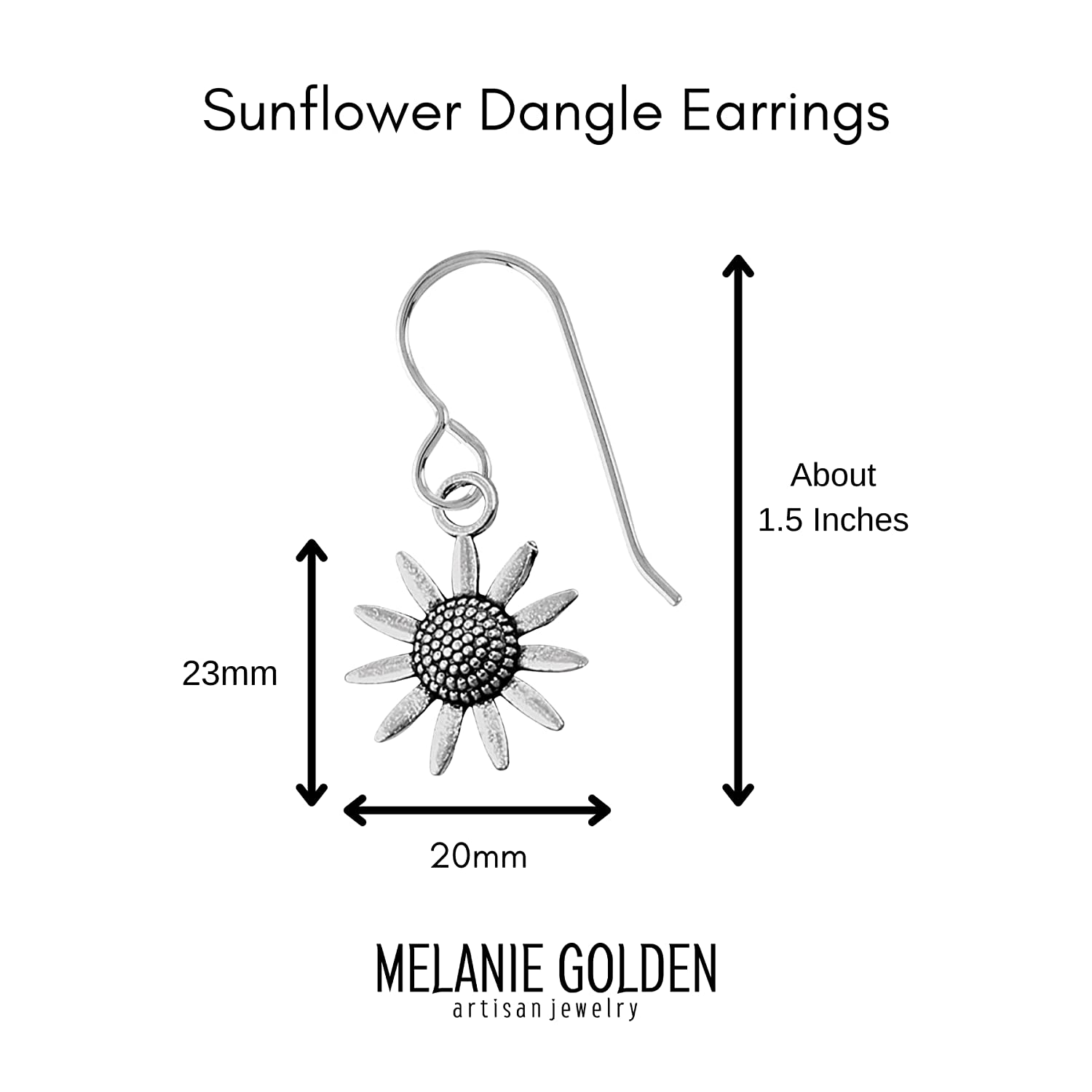 Sunflower Dangle Earrings | Fun Summer Earrings for Women and Girls in Sterling Silver
