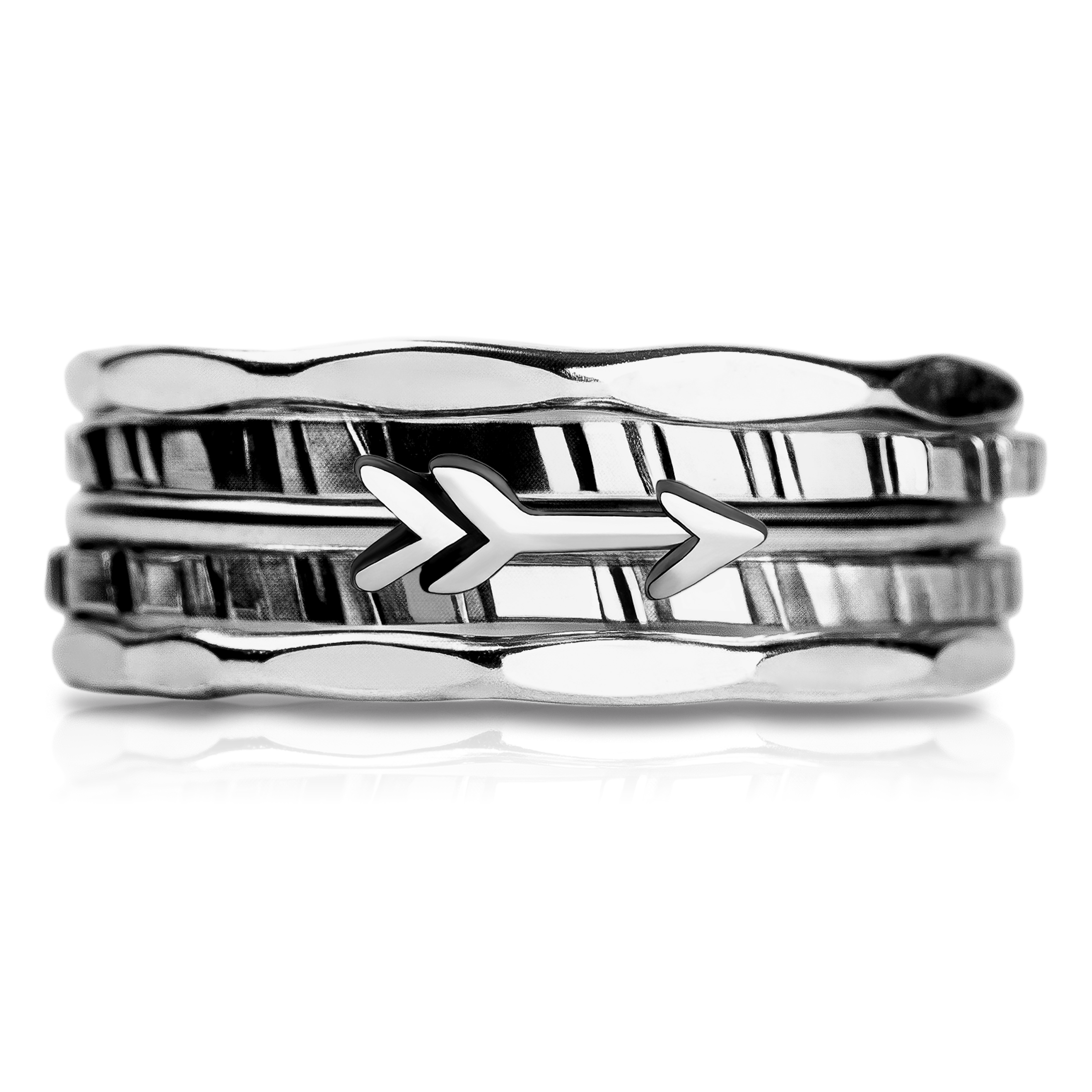 Set of 5 Arrow Stacking Rings | Sterling Silver Bohemian Ring Set with hammered texture | USA Sizes 4-12
