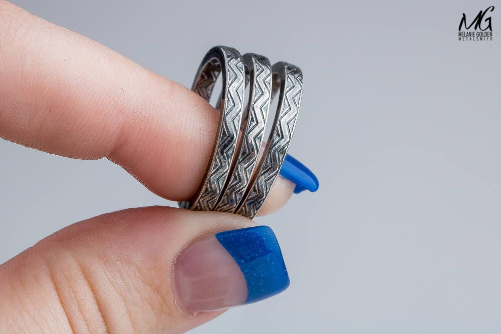 Chevron Stacking Ring | Sterling Silver Zigzag Zig Zag Line Striped Stacking Stackable Ring Stack Skinny Thin Ring Bands