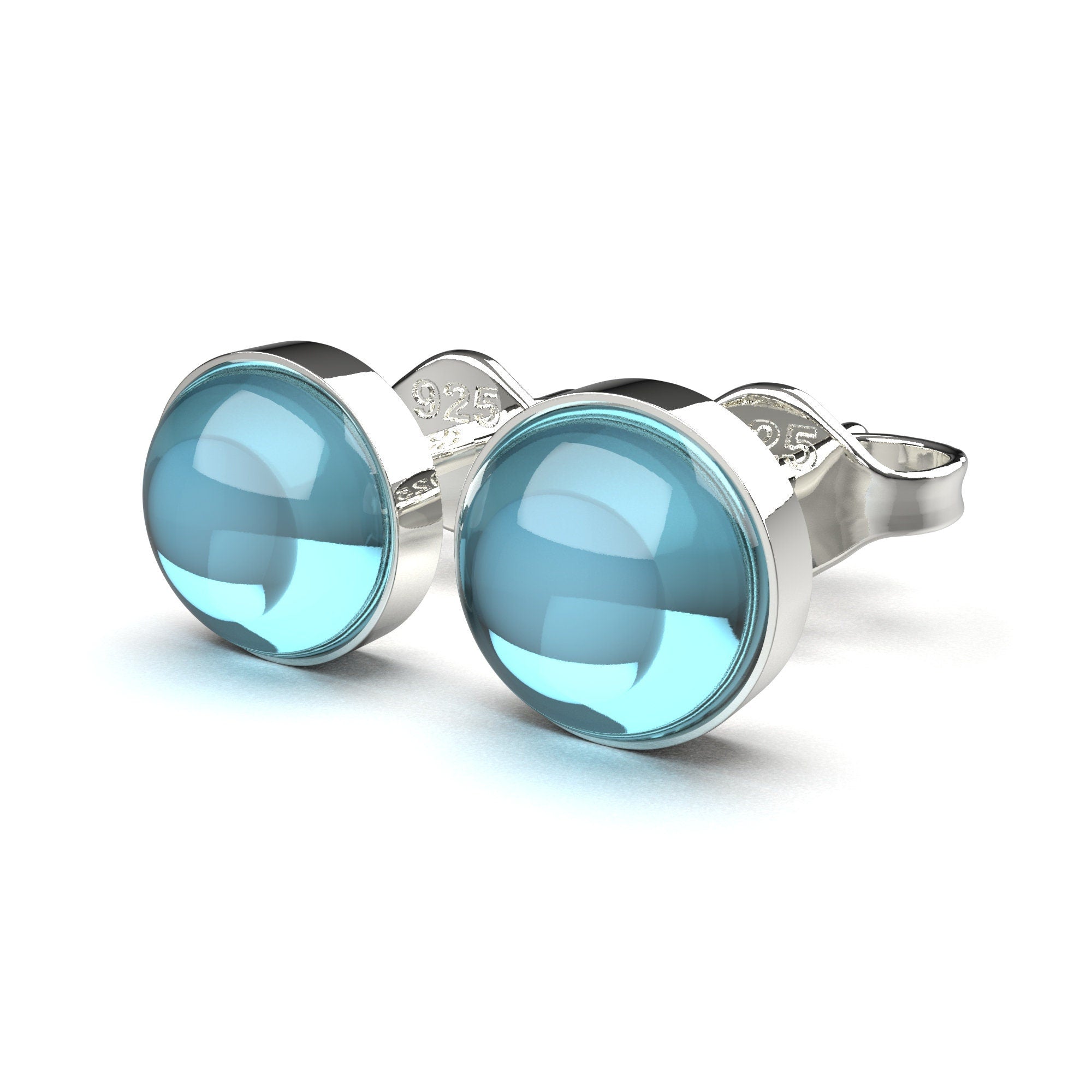 Aqua Blue Topaz Gemstone Stud Earrings - Melanie Golden Jewelry - _badge_bestseller, bestseller, earrings, stud earrings, studs