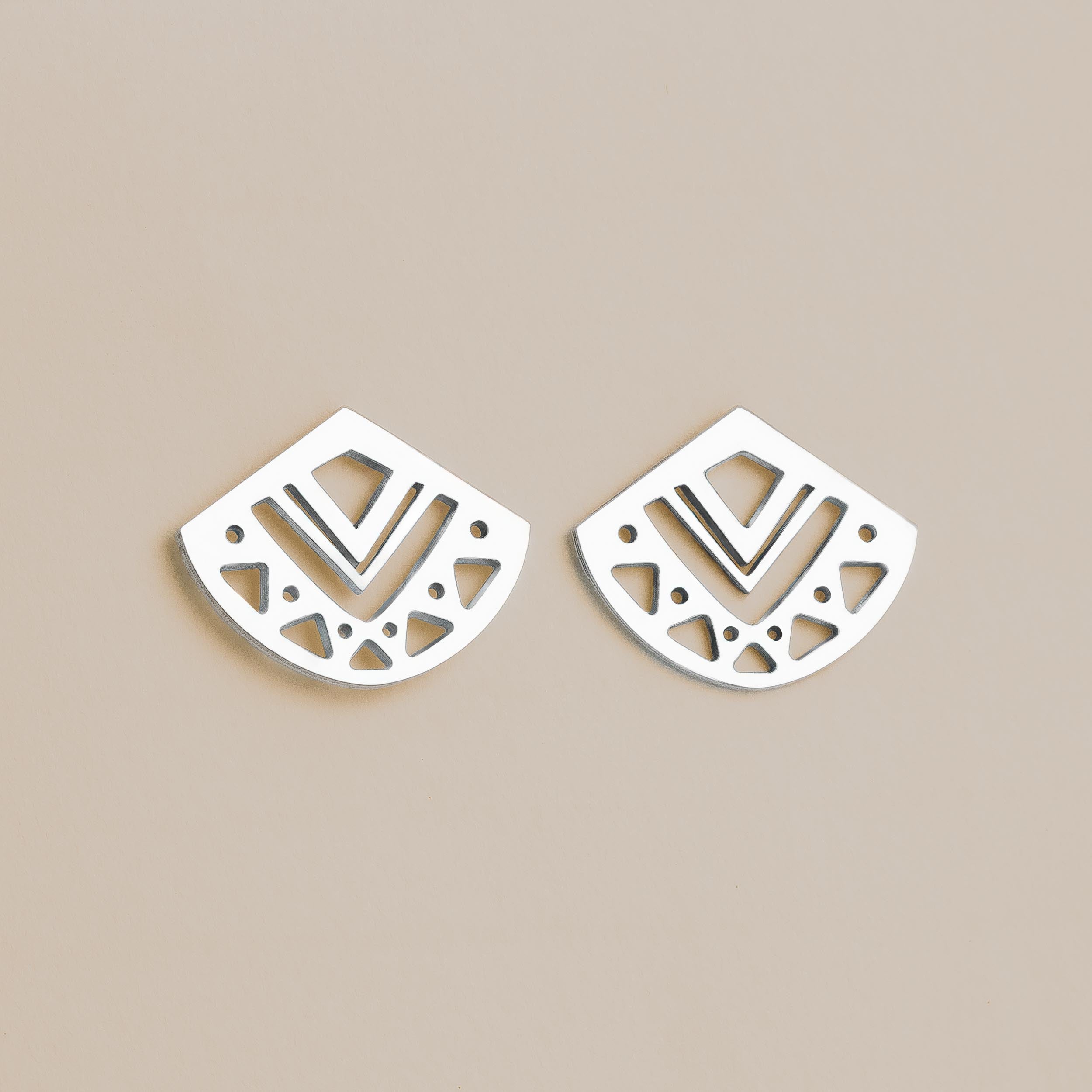 Myra Stud Earrings | Sterling Silver Geometric Triangle Post Earrings | Small Tribal Ethnic Aztec Boho Bohemian | Minimalist Boho Chic Look