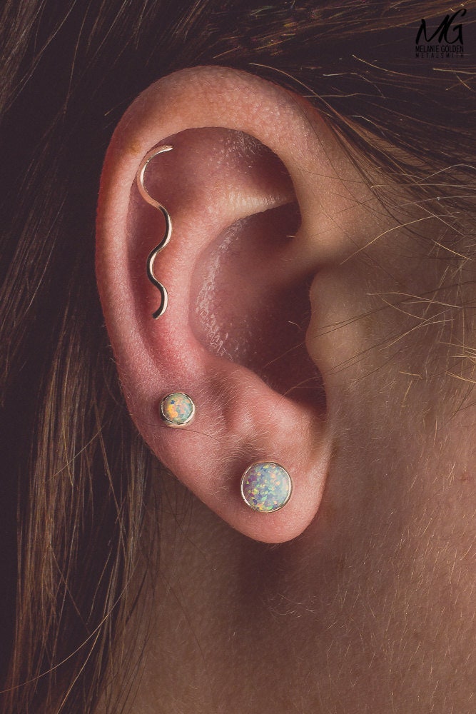 Opal Gemstone Stud Earrings | Sterling Silver Round Circle Multicolored Colorful Flashy Stone Post Earrings | Multiple Sizes | October Birthstone