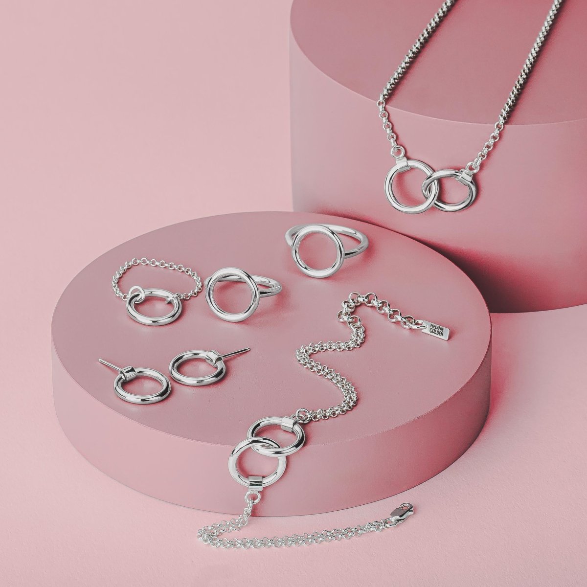 Forever Connected Bracelet | Chunky Sterling Silver Geometric interconnected linked Round Open Circle Halo Eternity Link Chain Bracelet