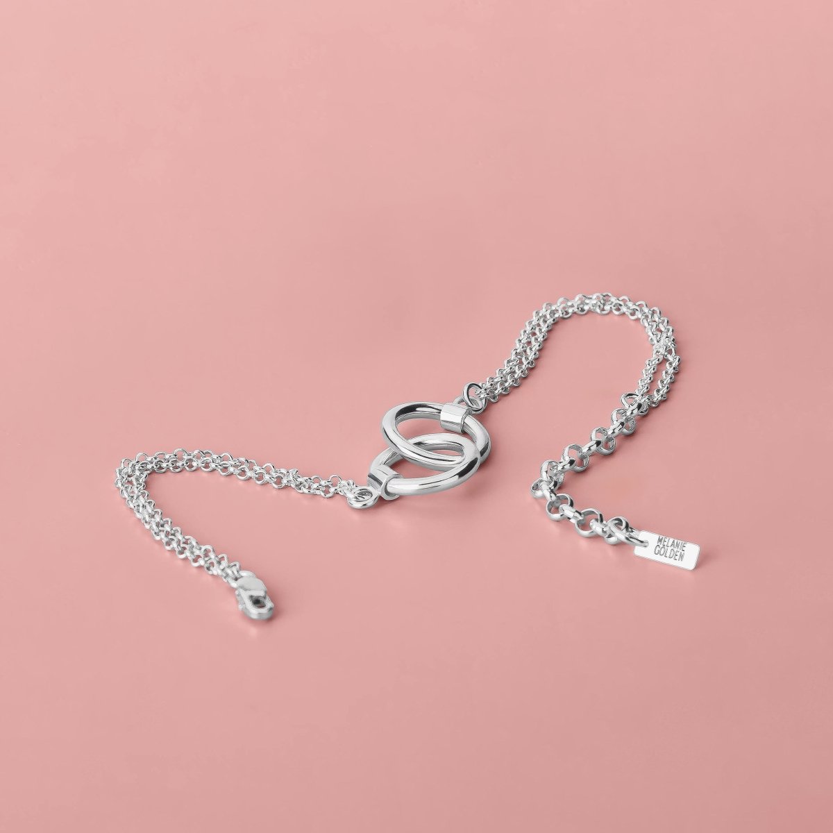 Forever Connected Bracelet | Chunky Sterling Silver Geometric interconnected linked Round Open Circle Halo Eternity Link Chain Bracelet