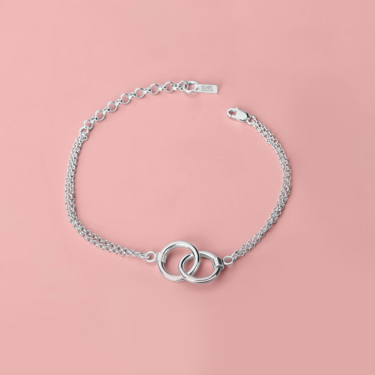 Forever Connected Bracelet | Chunky Sterling Silver Geometric interconnected linked Round Open Circle Halo Eternity Link Chain Bracelet