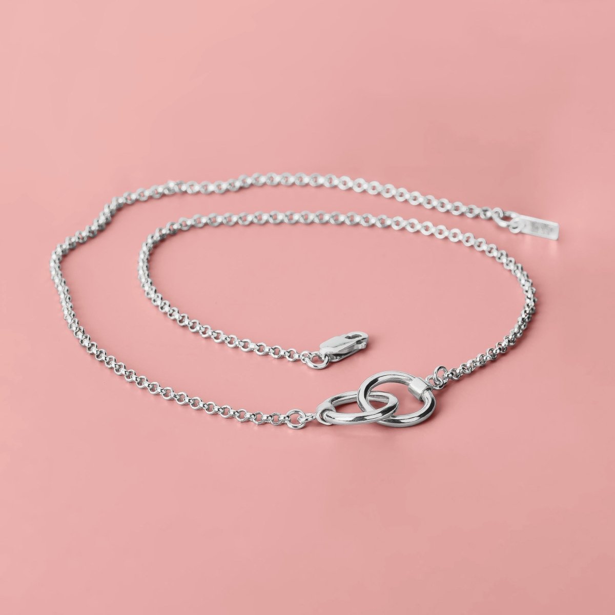 Forever Connected Necklace | Chunky Sterling Silver Geometric interconnected linked Round Open Circle Halo Eternity Link Chain Necklace