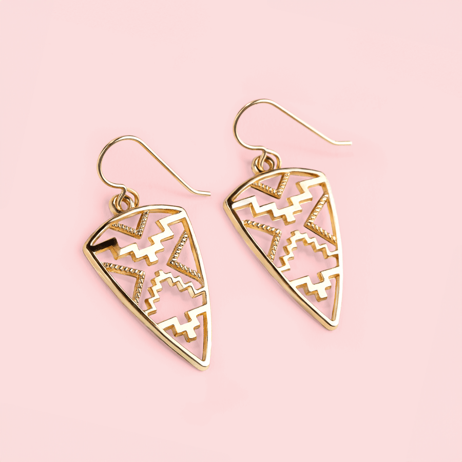 Gold Aztec Earrings