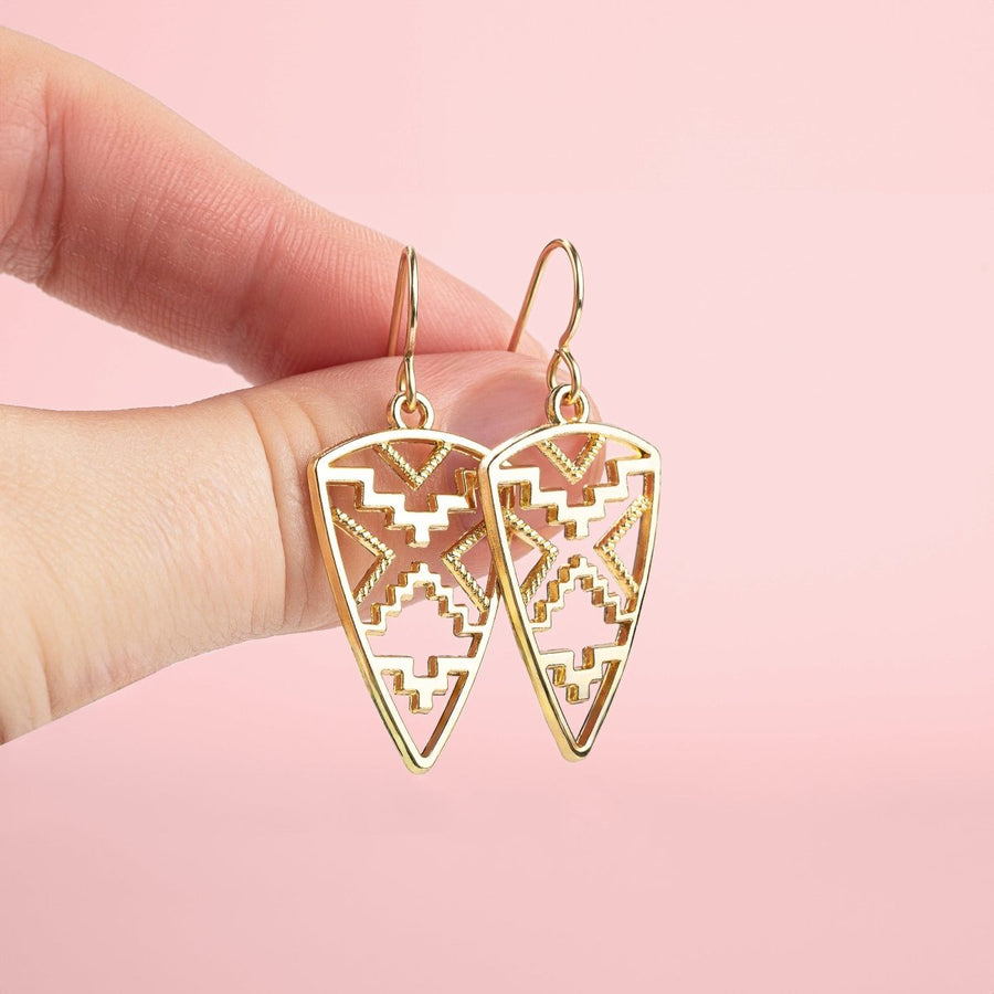 Gold Aztec Earrings