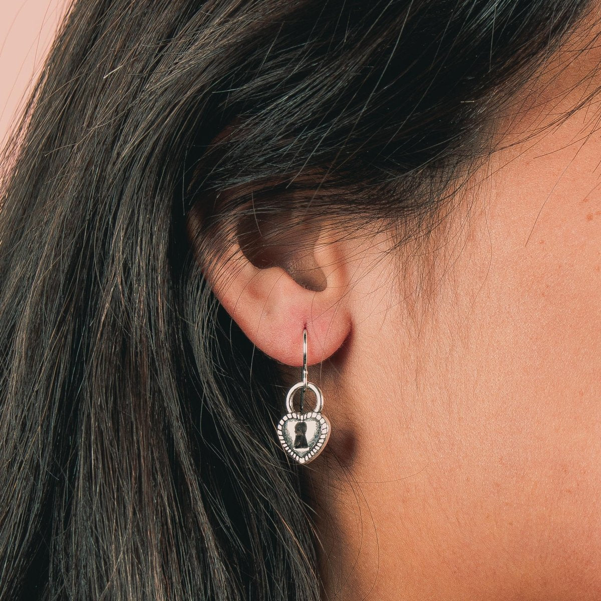 Heart Dangle Drop Earrings For Women And Girls | Valentines & Love Jewelry | Multiple Styles Available (Key Hole Locket Heart Earrings)