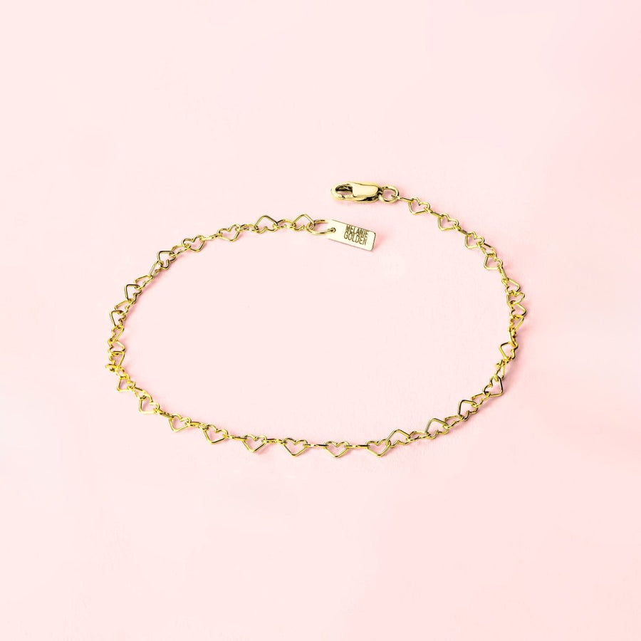 Heart Link Chain Anklet Gold Silver or Rose Dainty Minimalist