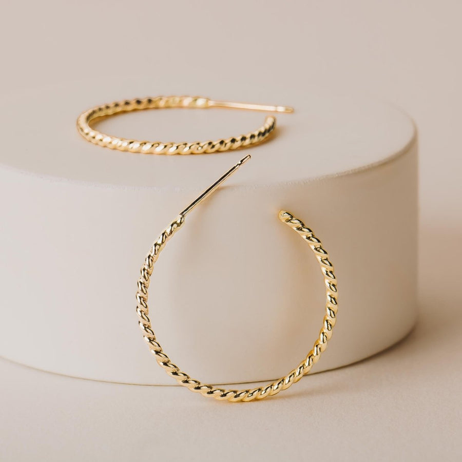 Medium Twist Hoop Earrings | Gold, Rose Gold, Silver | Braided Rope Huggie Hoops, Twisted Minimalist Everyday Studs, Dainty Gift for Her