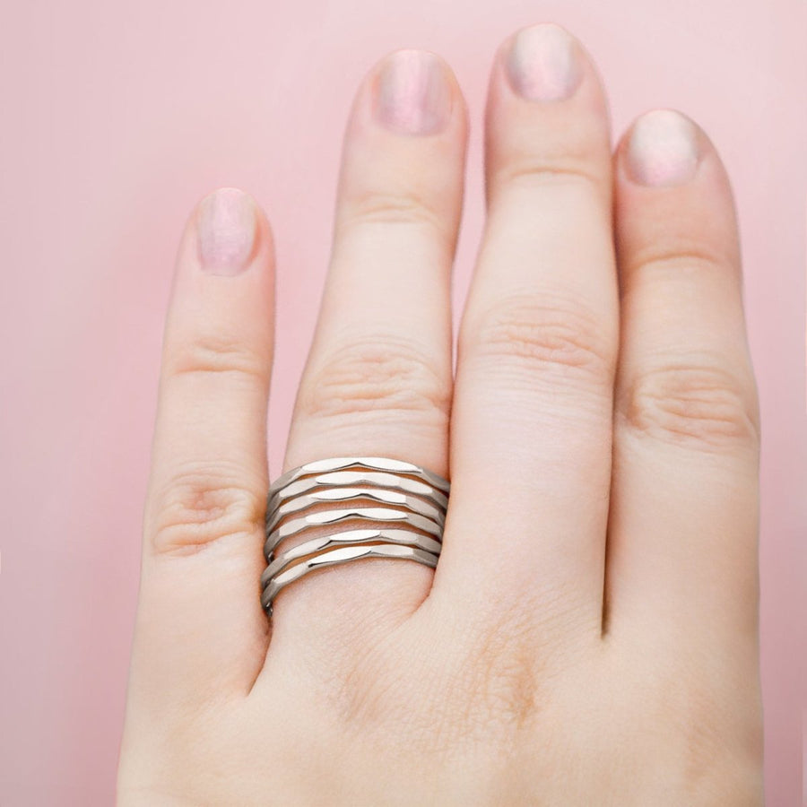 Mirror Hammered Stacking Ring