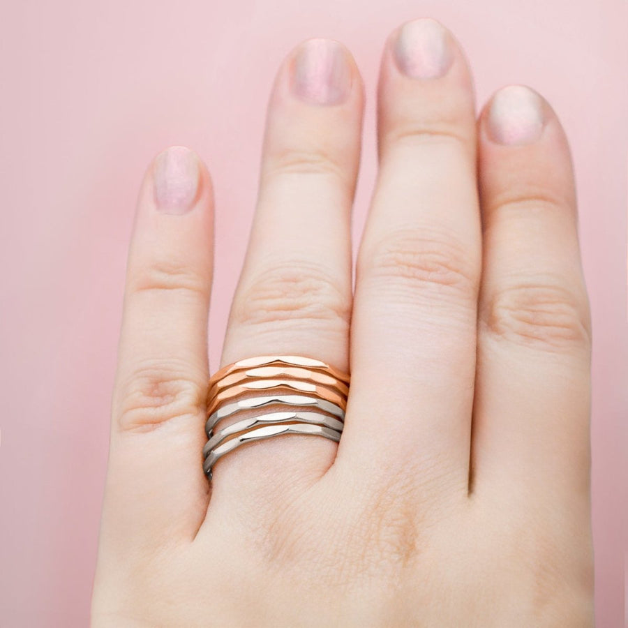 Mirror Hammered Stacking Ring