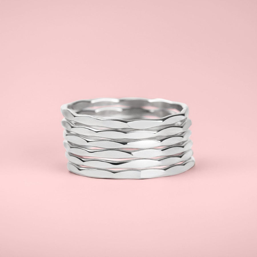 Mirror Hammered Stacking Ring