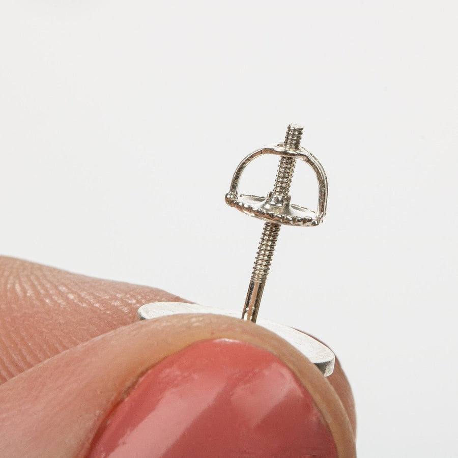 No. 2 Gold Druzy Quartz Earrings With Threaded Screw On Posts | The River Valley Collection | Small Sterling Silver Crystal Stud Posts