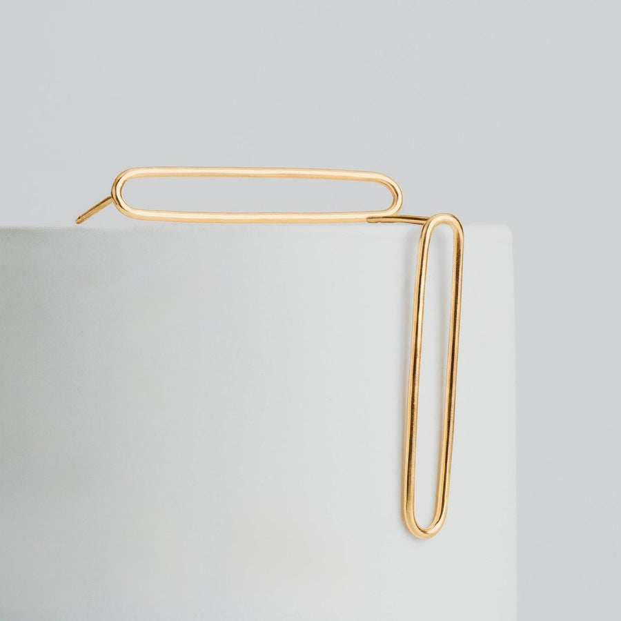Oval Paperclip Chain Link Stud Earrings