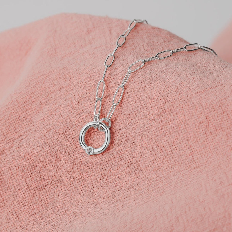 Paperclip Chain Diamond Orbit Necklace