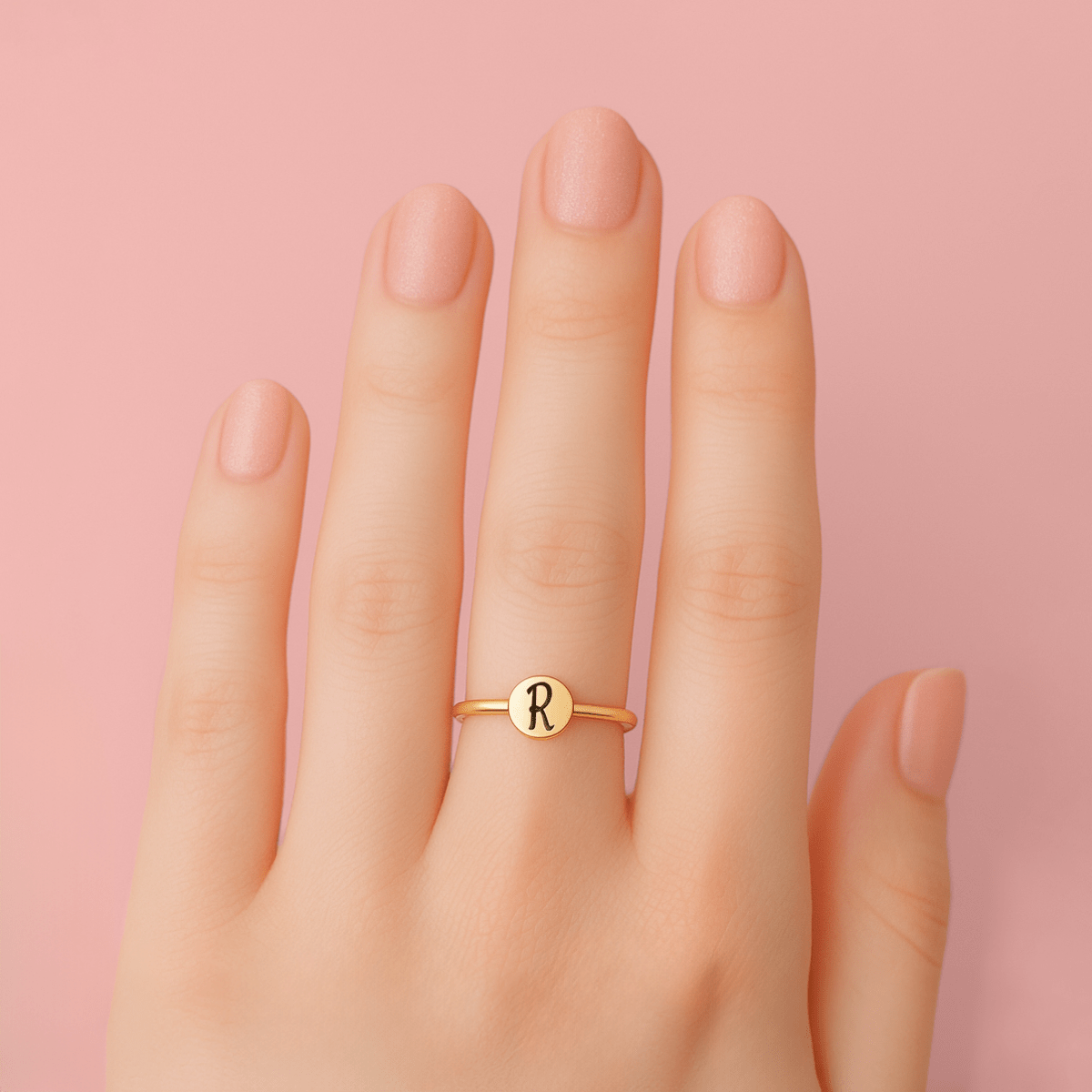 Initial Ring | Personalized Custom Letter Ring Band in Silver, Gold, or Rose Gold | Family Signet Monogram Stackable Stack Rings Gift Her