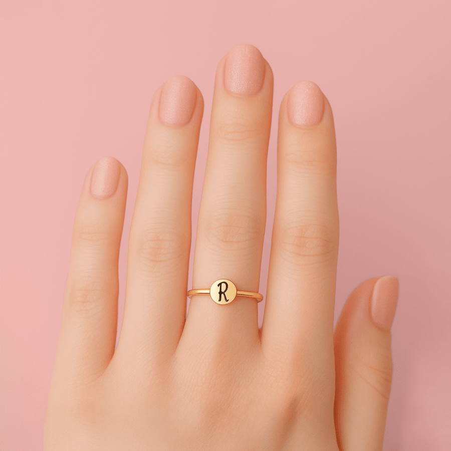 Initial Ring Personalized Custom Letter Ring Band in Silver