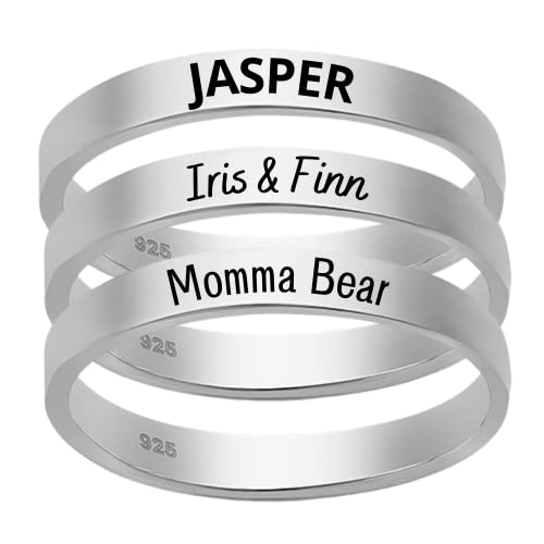 Personalized Name Ring Band | Sterling Silver 3mm Wide Custom Name Ring | Comfort Fit USA Sizes 5-12