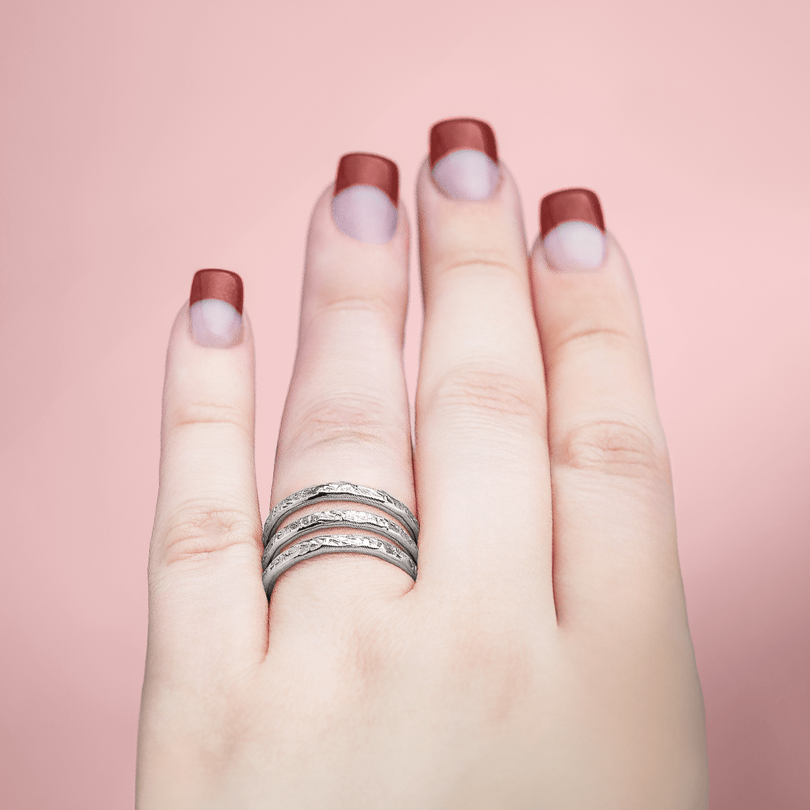 Raw Silk Stacking Rings | Sterling Silver Heavy Weight Stacking Rings | Comfort Fit Jewelry for Women and Girls | USA Sizes 4-12
