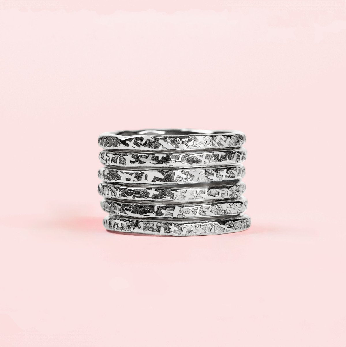 Raw Silk Stacking Rings | Sterling Silver Heavy Weight Stacking Rings | Comfort Fit Jewelry for Women and Girls | USA Sizes 4-12