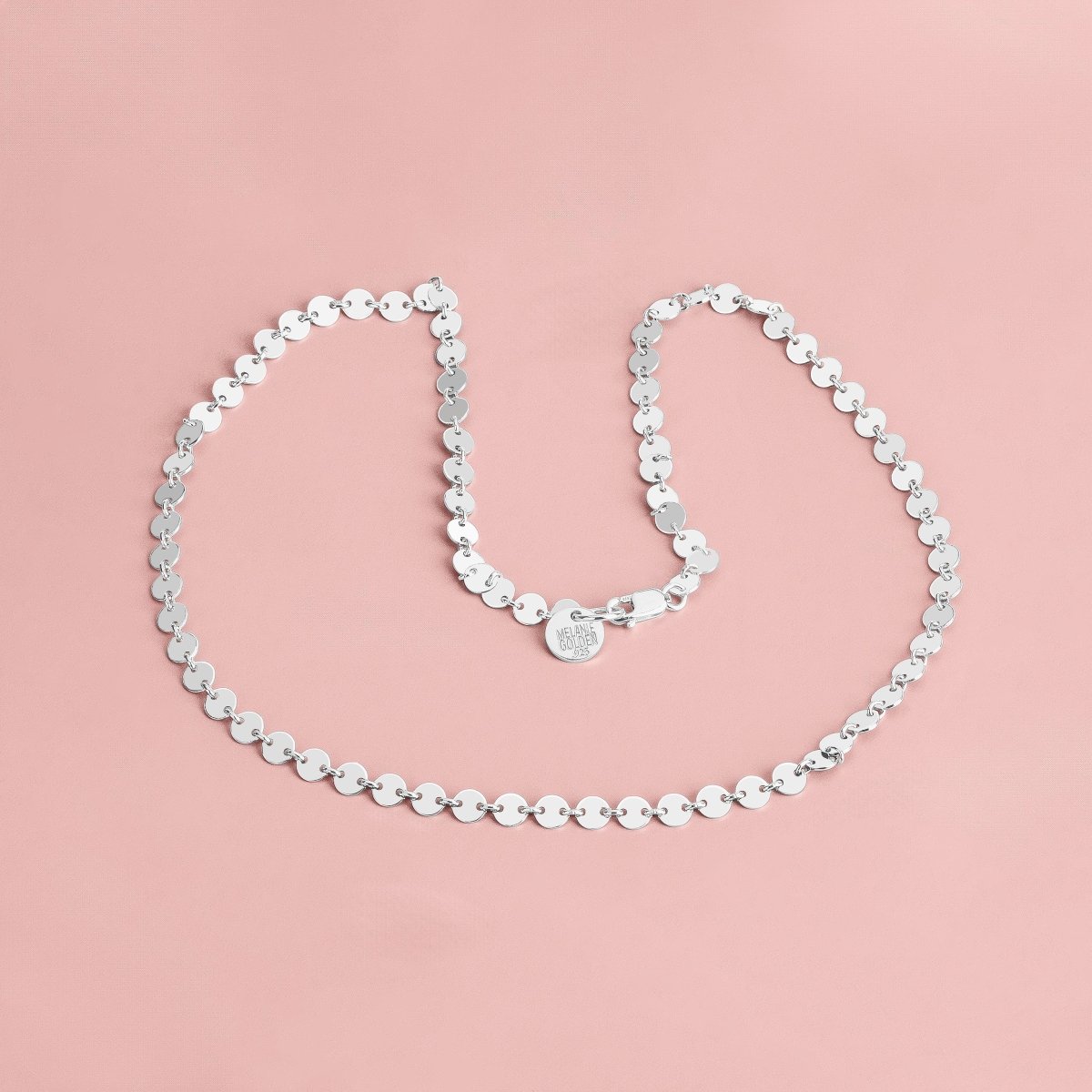 Sequin Chain Necklace | Dainty Delicate Sterling Silver Minimalist Circle Disc Necklace | Perfect for Layering | Simple Everyday Choker