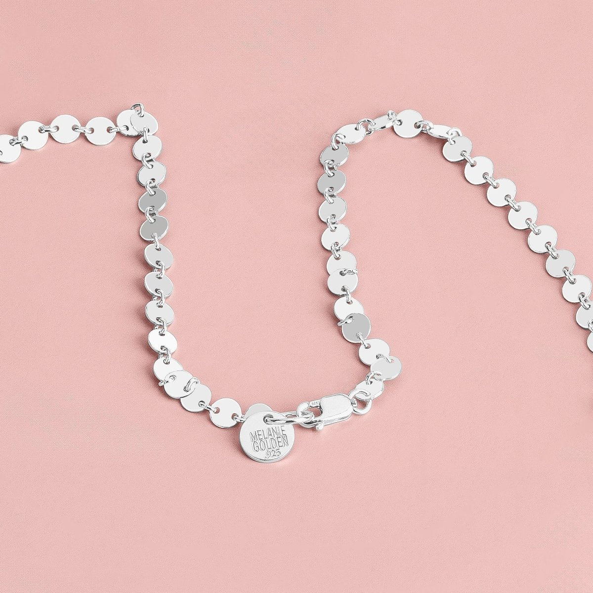 Sequin Chain Necklace | Dainty Delicate Sterling Silver Minimalist Circle Disc Necklace | Perfect for Layering | Simple Everyday Choker