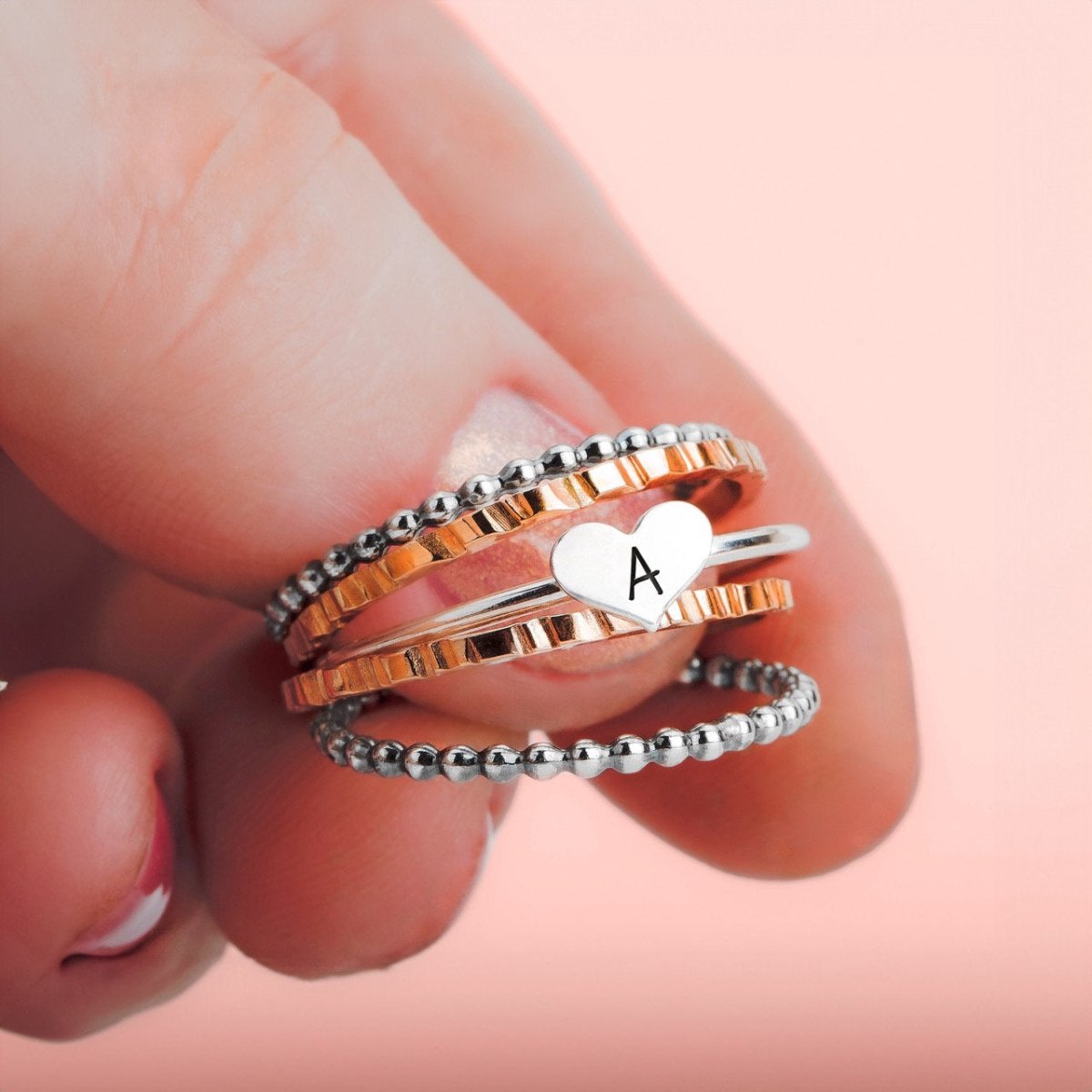 Set of 3 Elle Heart Stacking Rings