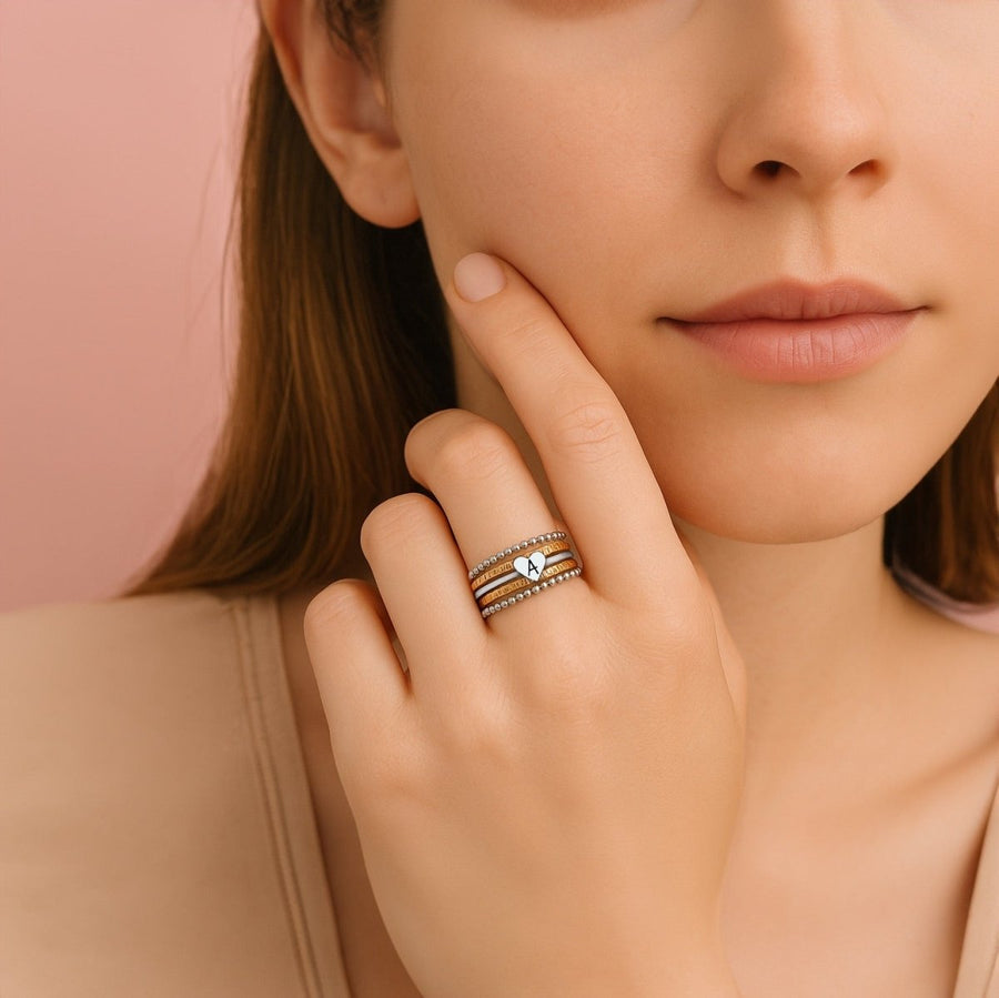 Set of 3 Elle Heart Stacking Rings