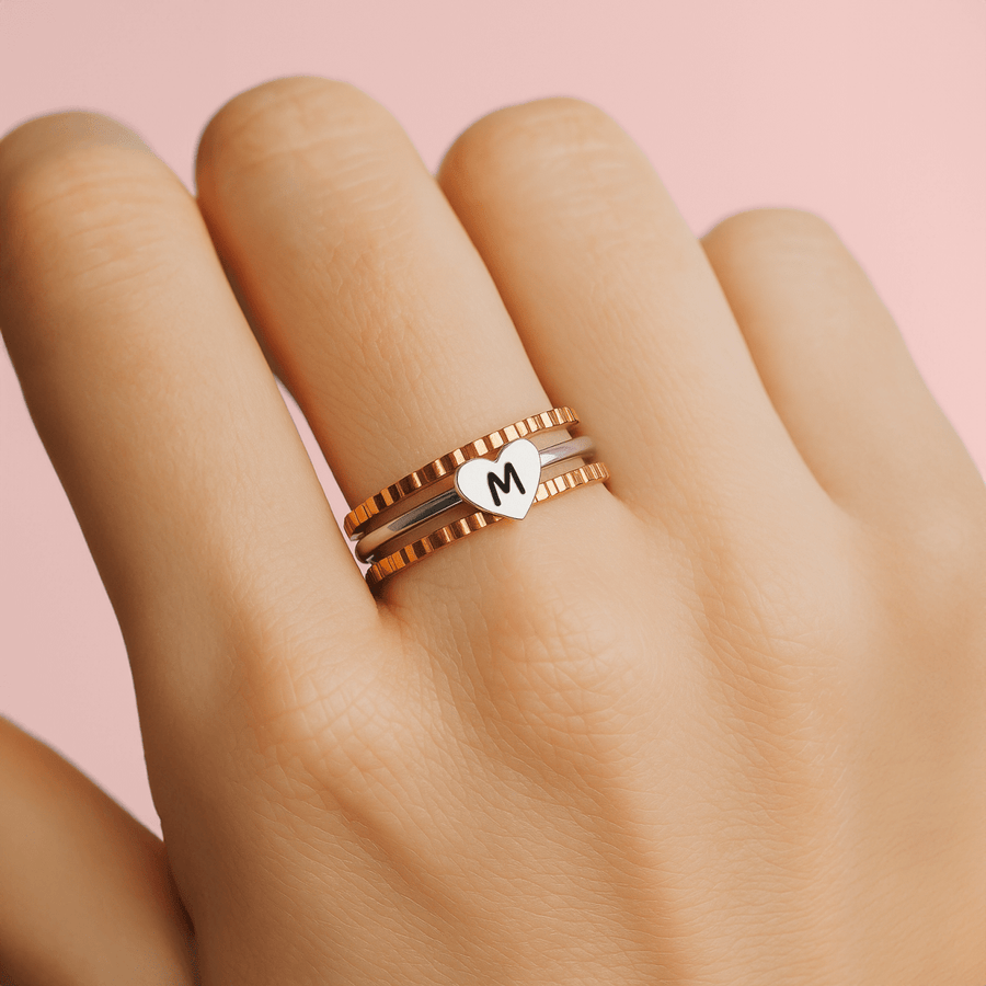 Set of 3 Elle Heart Stacking Rings