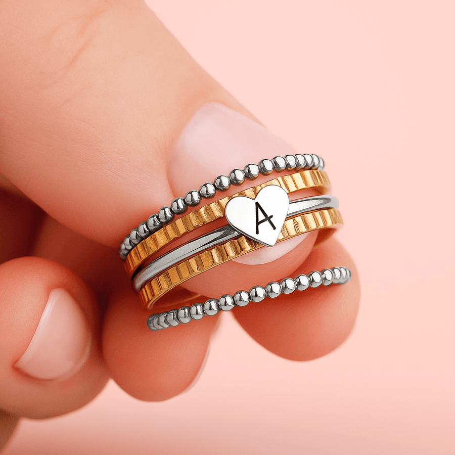 Set of 3 Elle Heart Stacking Rings