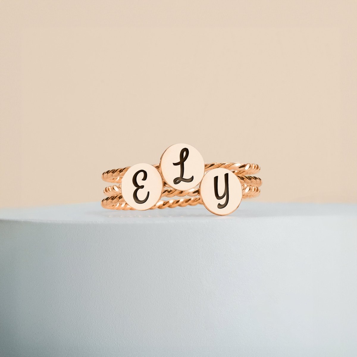 Set of 3 Initial Braided Rope Stacking Rings